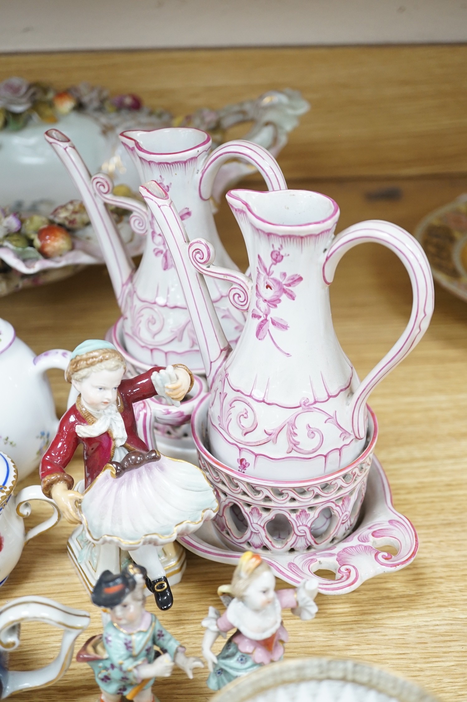 A mixed collection of 19th century and later continental porcelain